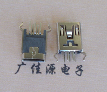 贺州MINI USB5p母座|B型口180度|直插弯脚