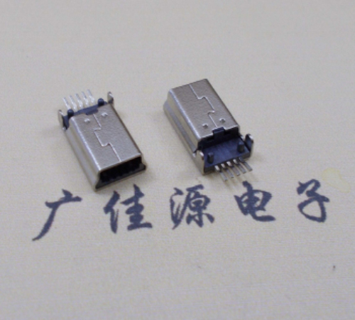 贺州MINI USB公头 5pin端子贴板带柱 10.7mm体长