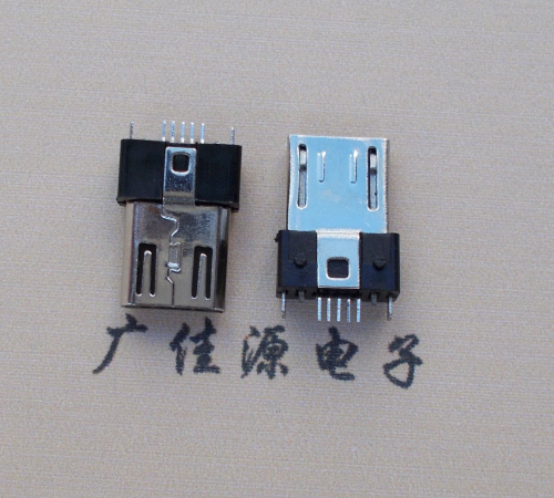 贺州MICRO USB 5P公头B型SMT贴板带柱